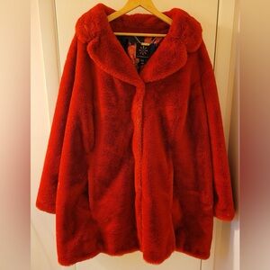 Gorgeous Red Faux Fur Coat